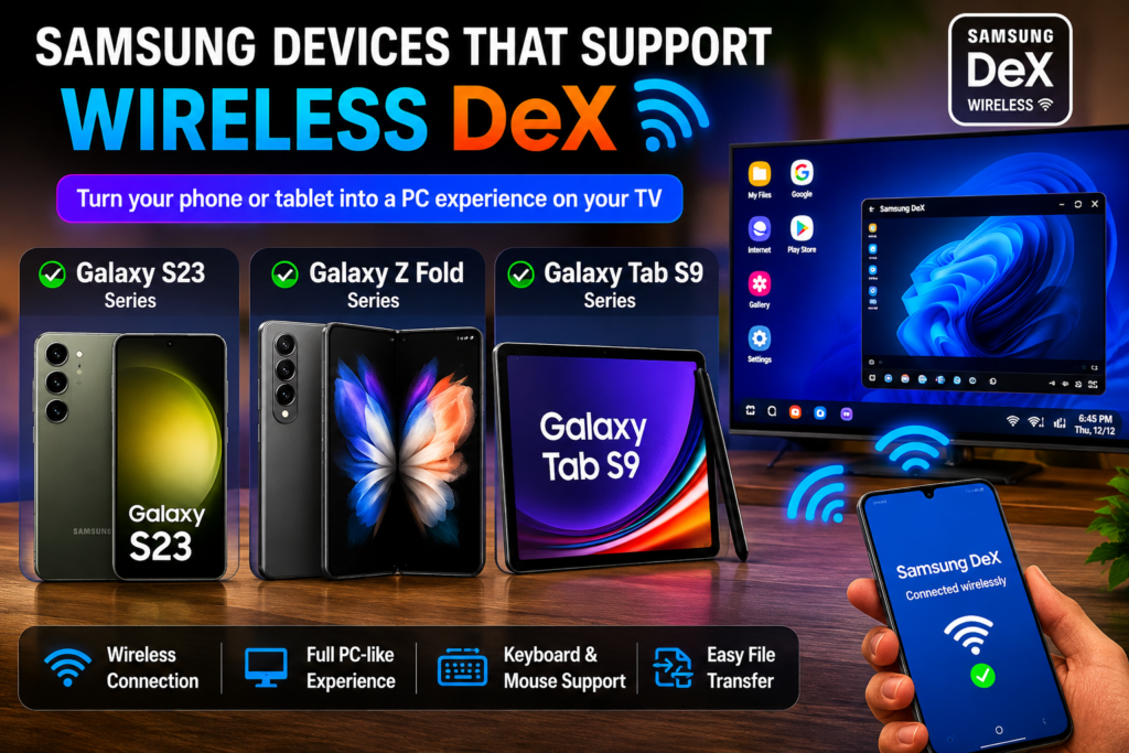 Samsung DeX on TV Wirelessly — Use Your Phone as a Laptop on Any Smart TV samsung galaxy phones wireless dex compatible models