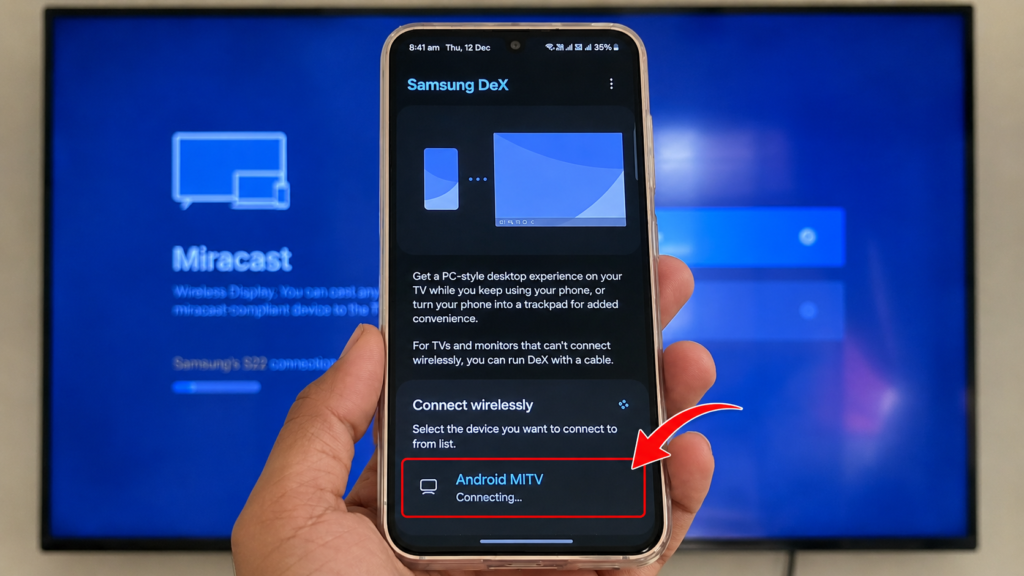 Samsung DeX on TV Wirelessly — Use Your Phone as a Laptop on Any Smart TV how to connect samsung dex to tv wireless steps
