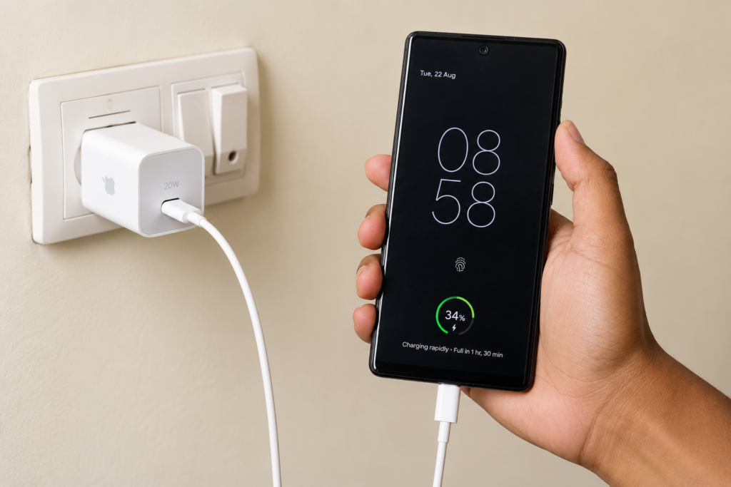 apple 20w adapter google pixel 7a charging test
