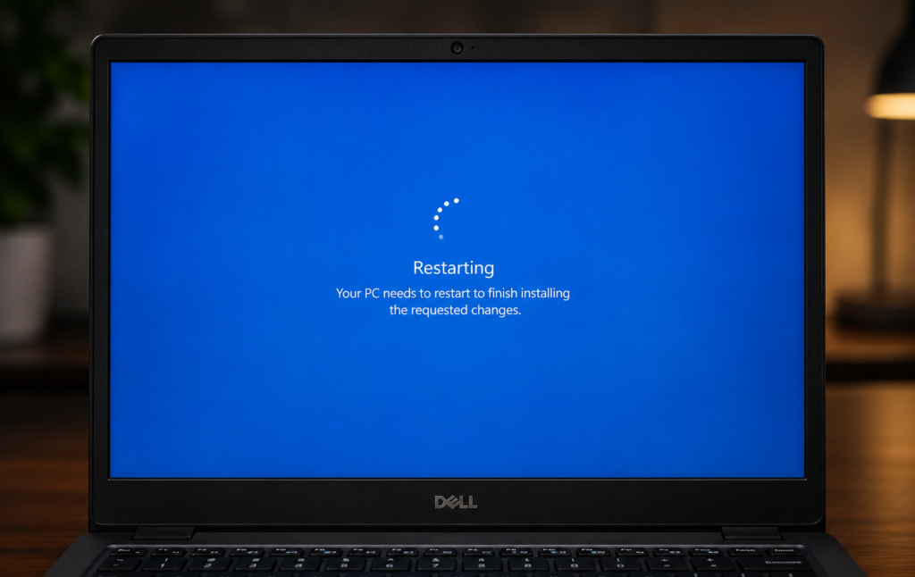 windows laptop restart after wireless display install dex