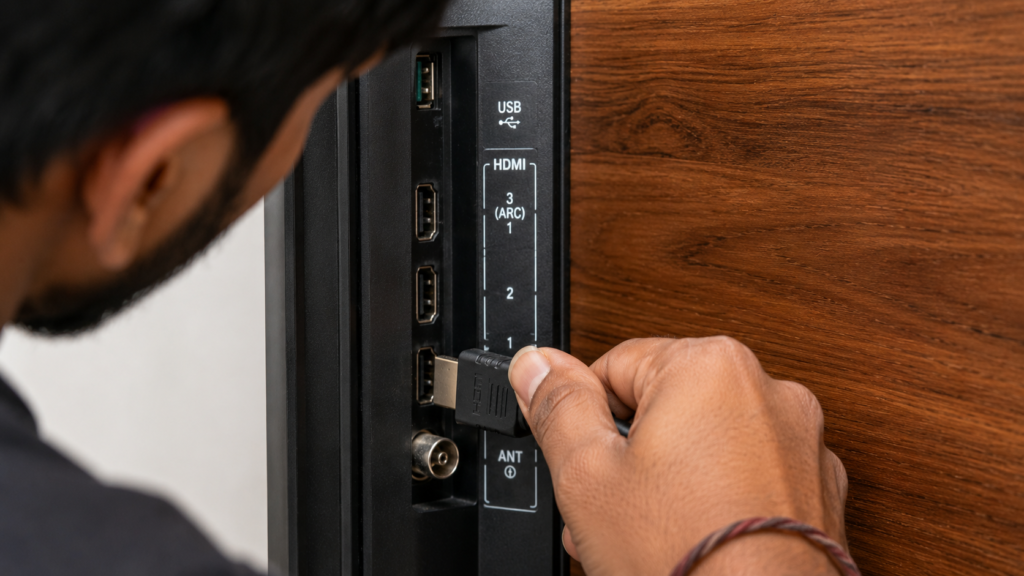 How to Connect Laptop to TV with HDMI Cable — Lag Free Screen Mirroring in 1 Minute hdmi cable connected to tv hdmi port back side