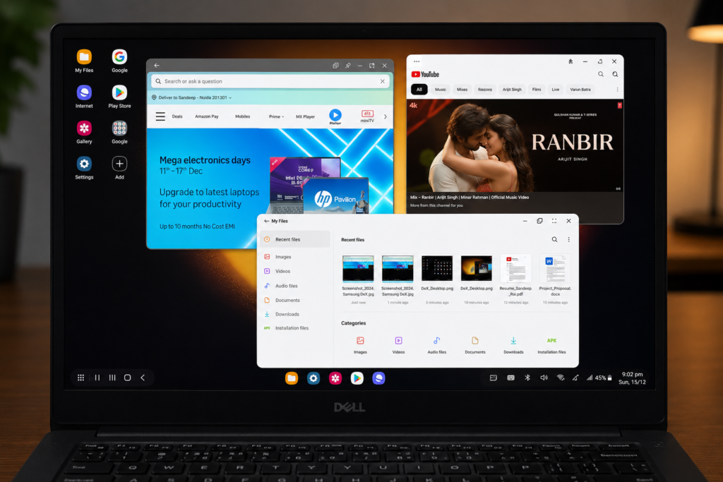 samsung dex laptop multitasking resizable windows apps