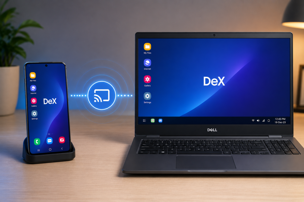 samsung dex wireless miracast windows laptop connection diagram