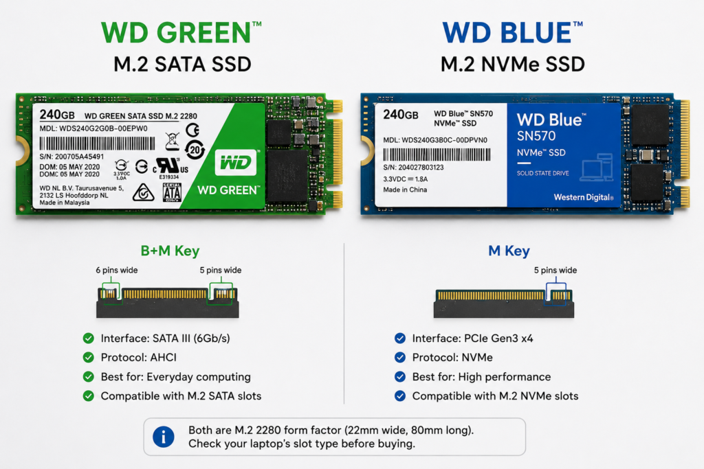 How to Check Which SSD Slot Your Laptop Has — M.2 SATA or NVMe (2 Methods) wd green m2 sata ssd vs wd blue nvme ssd buy india laptop upgrade