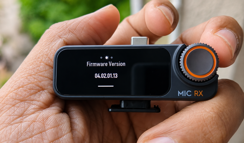 dji mic 2 receiver firmware version check screen