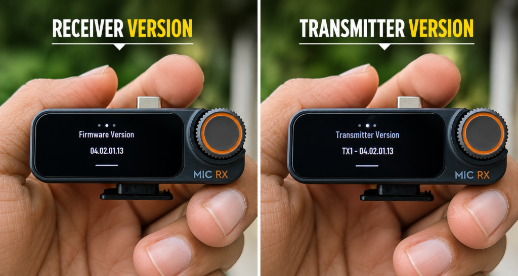 dji mic 2 settings version check firmware number