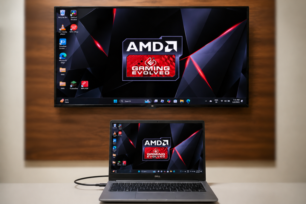 How to Connect Laptop to TV with HDMI Cable — Lag Free Screen Mirroring in 1 Minute Laptop screen mirrored to tv hdmi cable lag free working
