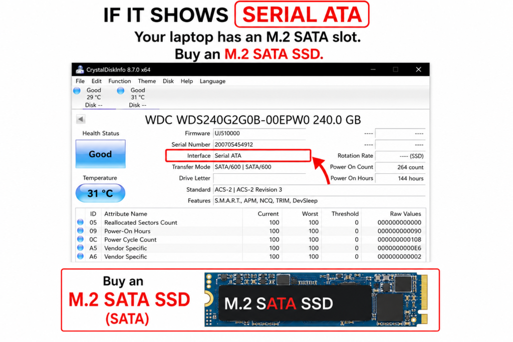 How to Check Which SSD Slot Your Laptop Has — M.2 SATA or NVMe (2 Methods) crystaldiskinfo serial ata interface ssd slot type check laptop
