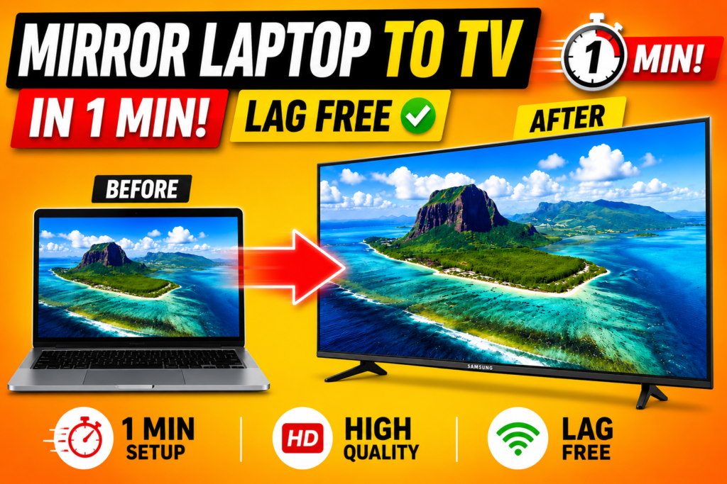 How to Connect Laptop to TV with HDMI Cable — Lag Free Screen Mirroring in 1 Minute how to connect laptop to tv hdmi cable lag free mirror screen