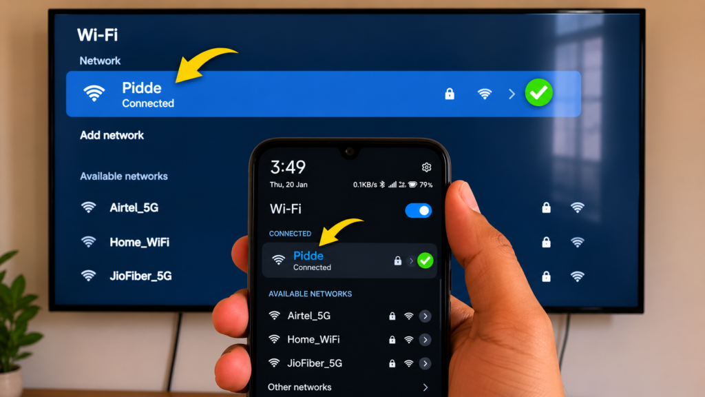 mi tv wifi same network phone connect mirroring