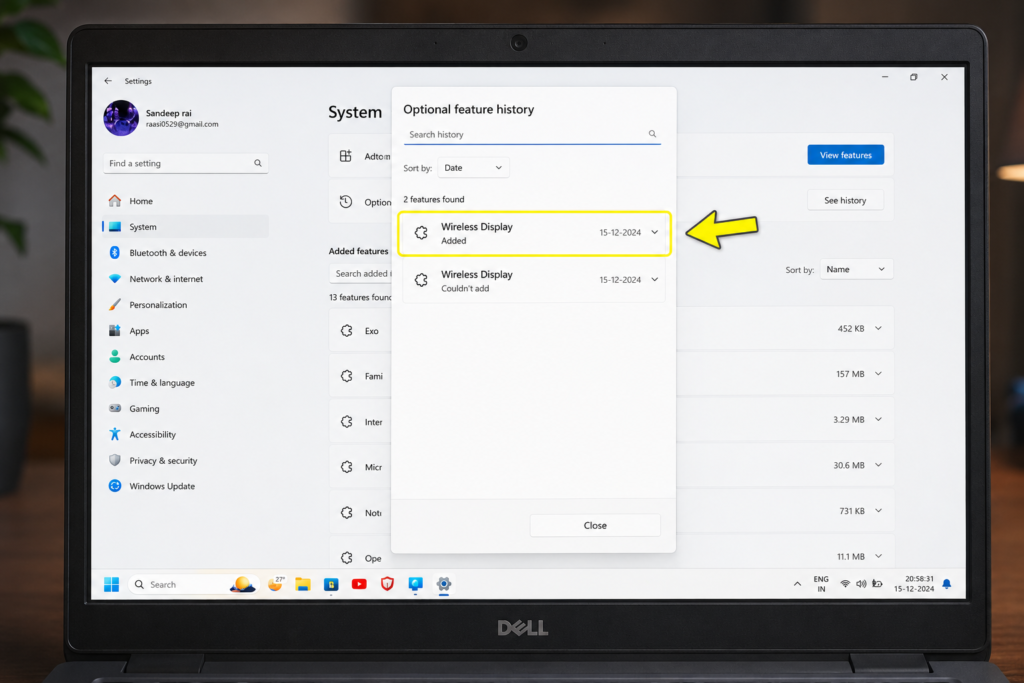 samsung dex laptop windows wireless display optional feature install