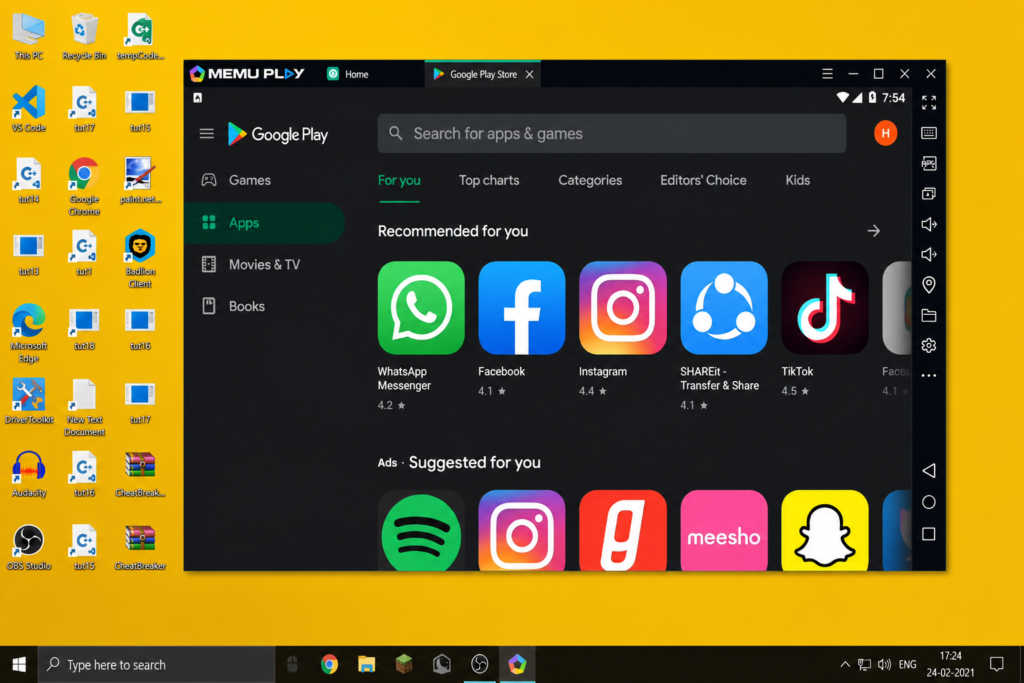 Best Android Emulator for PC on a Low-End Laptop (Tested on Intel i3) how to run android apps on pc play store setup screenshot