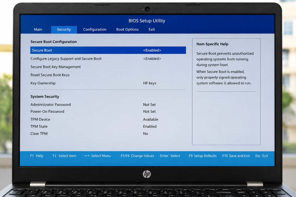 enable secure boot for windows 11 on i3 7th gen