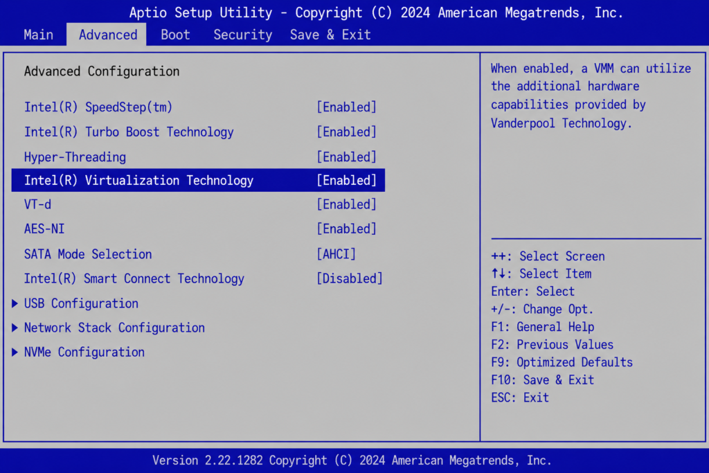 intel virtualization technology bios setting