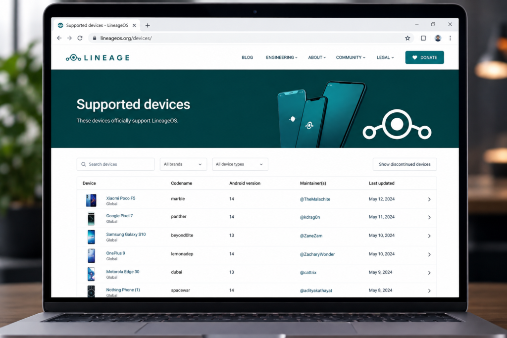 lineageos custom rom device support list